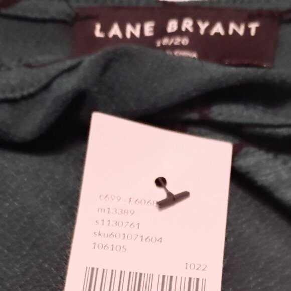 Lane Bryant Dark Green Floral Blouse - Cutout Neckline - NWT 18/20 - Picture 3 of 3